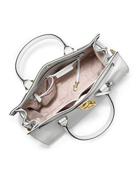 michael michael kors large hamilton saffiano tote pearl grey|michael kors saffiano leather.